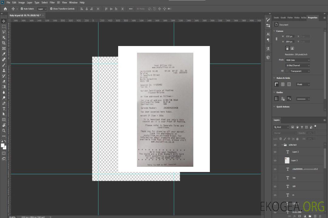 Reçu de paiement POST OFFICE LTD template